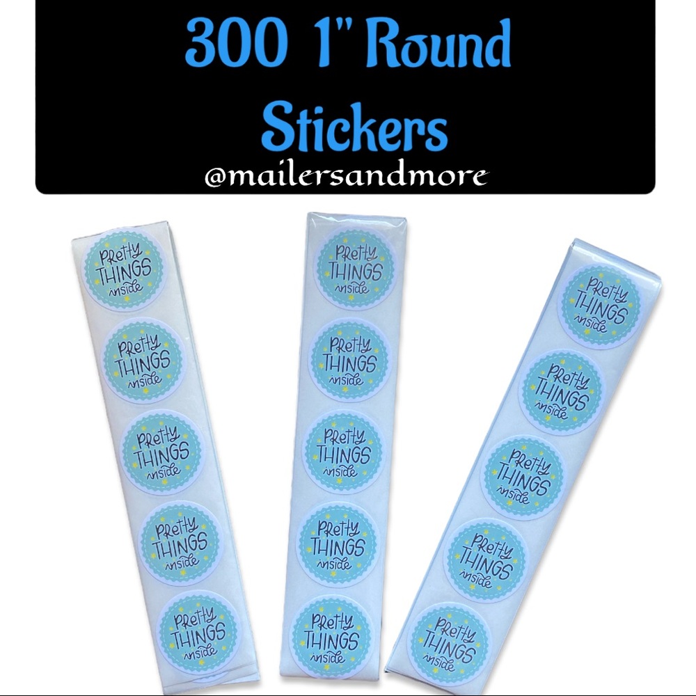 300 Pack of 1" Round Thank You Stickers "Pretty Things Inside" PRICE IS FIRM